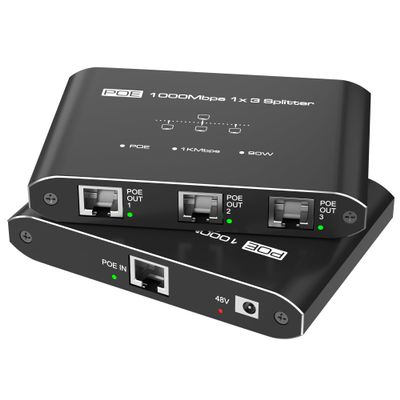 PoE Switch 1 in 3 Out, Gigabit 3 Port PoE Splitter, IEEE 802.3at/af Compliant, 30W per Port Power Over Ethernet Hub for IP Cameras/Access Points/VoIP Phones (328 Ft), Network Hub for Cat5e/6/7/8 Cable