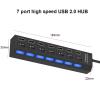 4/7 Ports USB 2.0 Hub Power Adapter Splitter Switch Docking Station LDE Light for PC Computer Laptop Notebook(4 Ports) view 3