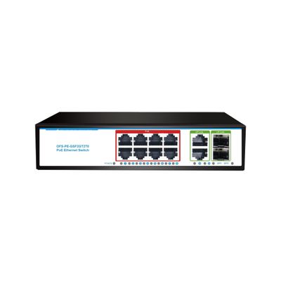 120W 8 Gigabit POE+2 RJ45+2 SFP Gigabit Fiber Durable PoE+ SFP Fibra 8 Poe 48v Gigabit Switch(10RJ45 2SFP EU Plug)