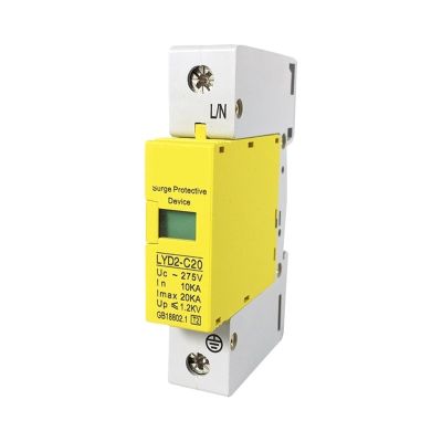 1pc C20-1P 10KA~20KA ~275V 385V 420V AC SPD House Surge Protector Protective Low-Voltage Arrester Protection(385V)