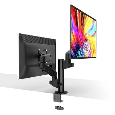 UYCVT Monitor Desk Mount 15"-32" Dual Monitor Stand Mount Column Type Full Motion Monitor Arm Mount Height Adjustable Monitor Stand with Clamp, Grommet Mounting Base Computer M-One Color-B