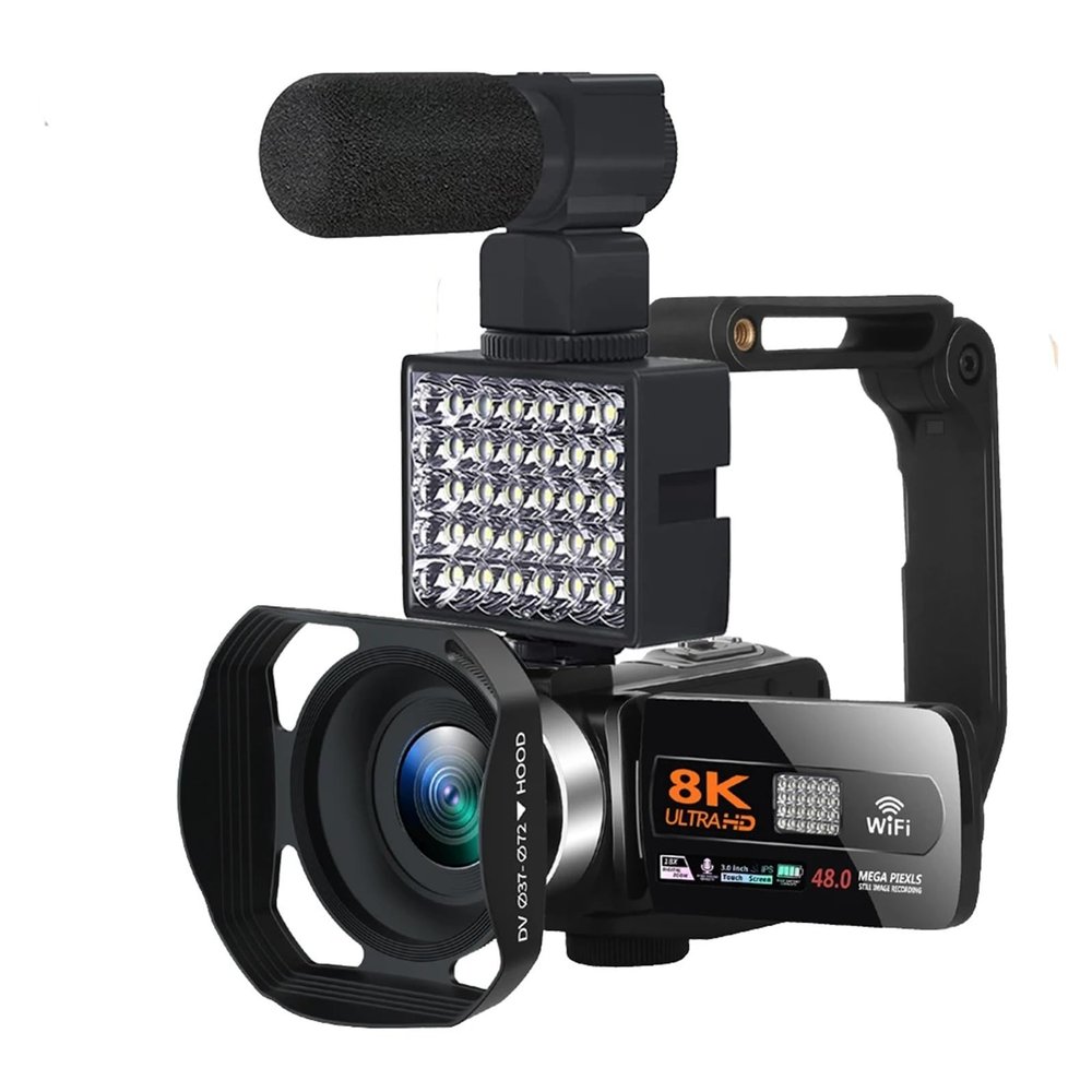 YPMart() HDR 8K Digital Video Camera Night Vision 48MP WiFi Webcam Camcorder for Live Streaming(with 128GB SD Card)