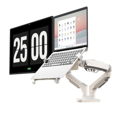 ROREAJVH F160-FP Stand Laptop Plus Monitor Stand Arm No-Punch Lifting Rotating Dual Screen Stand(White)