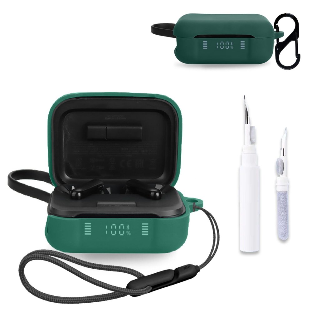 for Anker Soundcore P41i Case Cover,NOUKAJU Earphone Protective Cover(with Carabiner + Lanyard + Cleaning Pen) Drop-Proof,Shock-Proof,Dust-Proof,Case for Soundcore P41i(Green)
