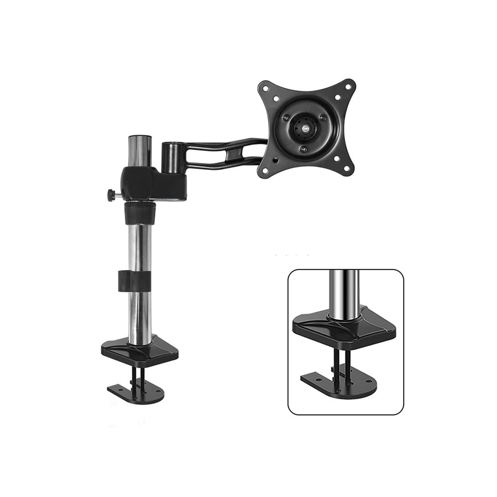 Adjustable Single Monitor Mount Stand for 15"-27" Displays Long Arm Desk Clamp & Grommet Kit Vesa 75/100Mm Compatible Ergonomic Monitor Arm for Home/Office Use