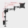 Adjustable Single Monitor Mount Stand for 15"-27" Displays Long Arm Desk Clamp & Grommet Kit Vesa 75/100Mm Compatible Ergonomic Monitor Arm for Home/Office Use view 2