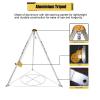Aluminum Alloy Telescopic Rescue Tripod with Pulley & Carabiner, Fall Protection Safety Belt, Ideal for Confined Spaces & Sewage Tunnels (1800LBS Capacity) view 4