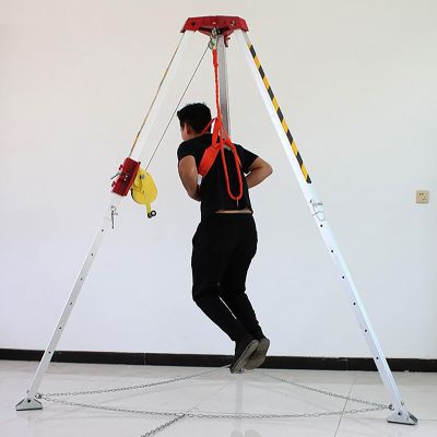 Heavy-Duty Confined Space Tripod with 2600LBS Rescue Winch & Fall Protection, Ideal for Firefighting, Medical Rescue, Construction, Commercial Lifting, Safe Shelving System