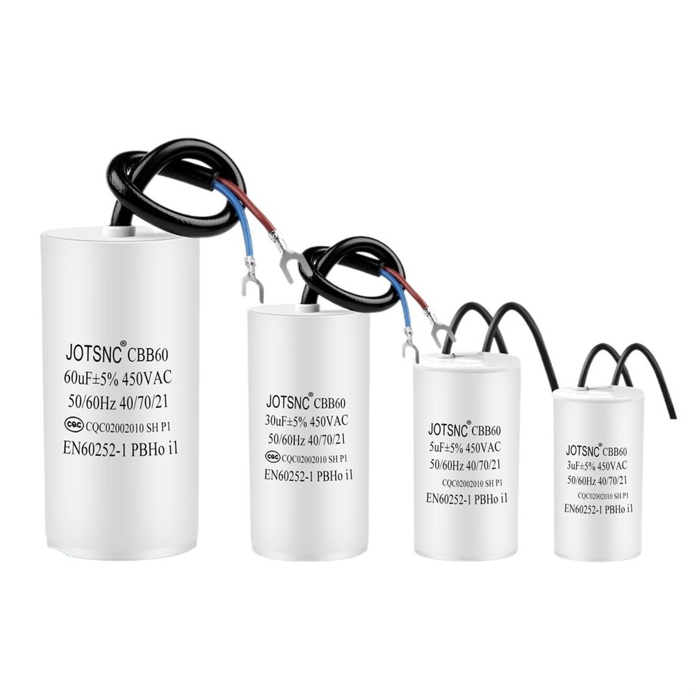 2Pcs CBB60 Motor Running Capacitor 450V Series AC Water Pump Startup Capacitors Start Motor Run 450VAC 3uF-80uF(450V8UF)