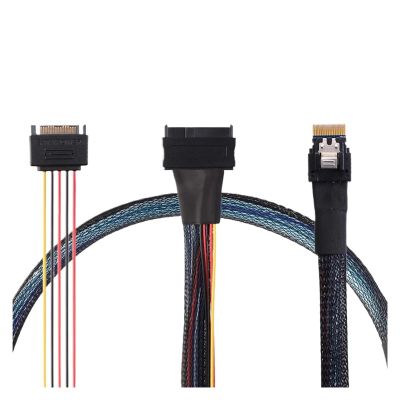 0.5M PCIE Slimline S*A*S 4.0 38pin SFF-8654 4i 38pin Host to 4X SFF-8639 with 15P SATA Power Cable