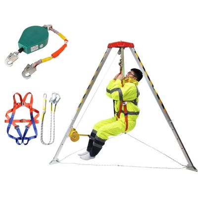 Heavy Duty Confined Space Tripod Kit, Manhole Rescue Tripod with 1200/1800/2600 LBS Winch & 10m Fall Protection, Aluminum Lifting Equipment for Safe Rescue Operations