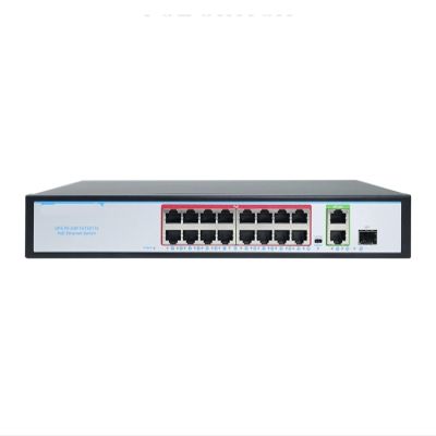 200W 802.3AF at 250 Meter Range Active POE Switch 54 Volt 1000 Fiber Rack PoE+ Gigabit 16 Port PoE SFP Switch