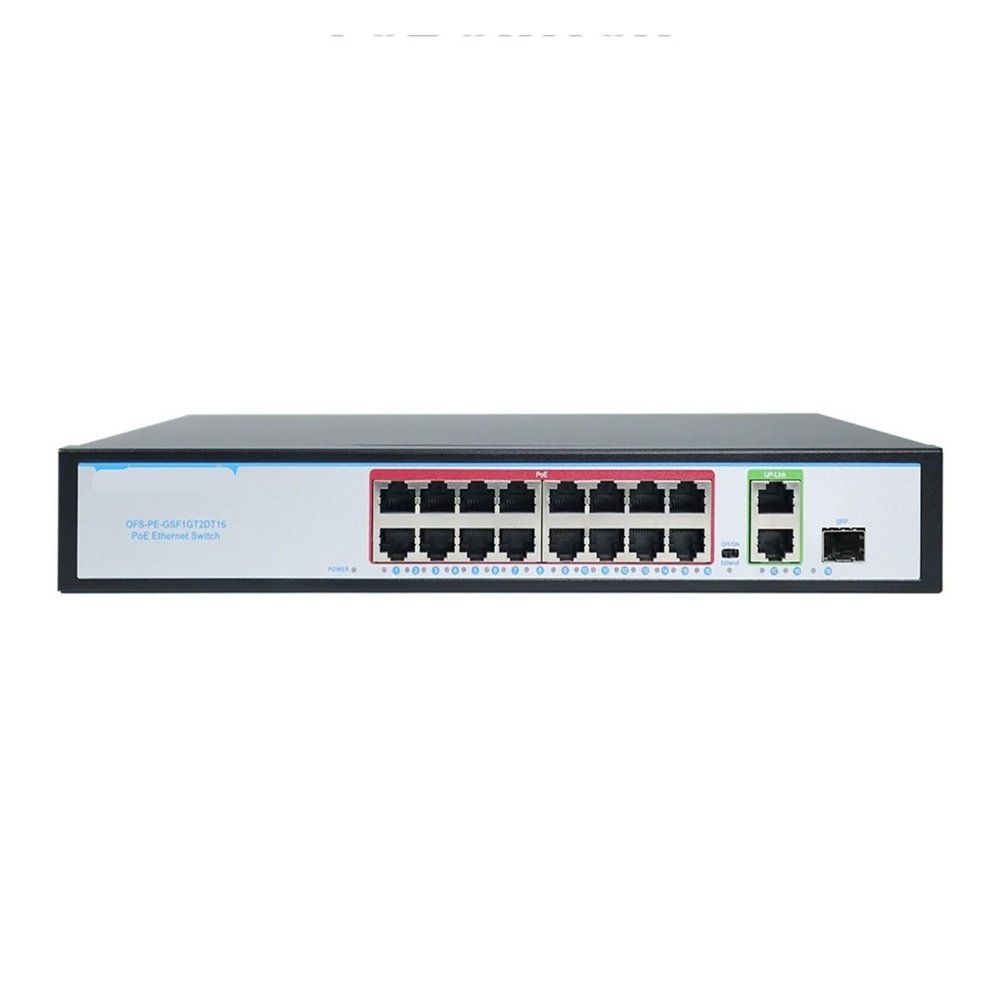 200W 802.3AF at 250 Meter Range Active POE Switch 54 Volt 1000 Fiber Rack PoE+ Gigabit 16 Port PoE SFP Switch
