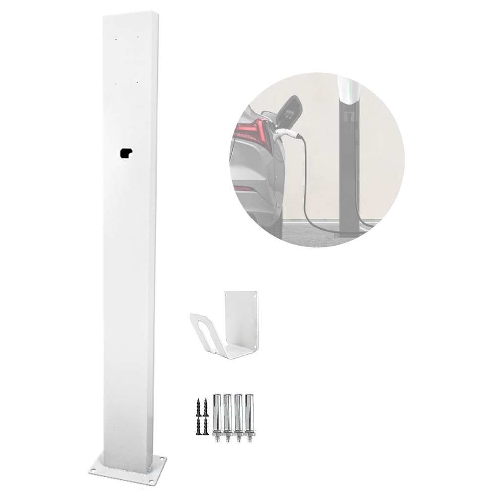 EV Charger Pedestal Outdoor Electric Vehicle Stand Freestanding Charging Station Stand,Floor Mounted EV Charger Pedestal  Stainless Steel Electric Vehicle Charging Station, No-Punch Install