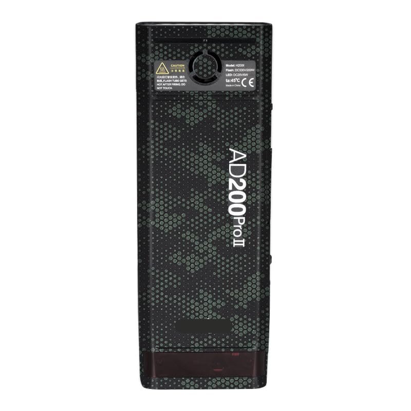 for Godox AD200 Pro II Pocket Camera Flash Strobe Skin Vinyl Wrap Film Protective Sticker Protector Coat Photography Accessories AD200 Pro II(Mamba Green)
