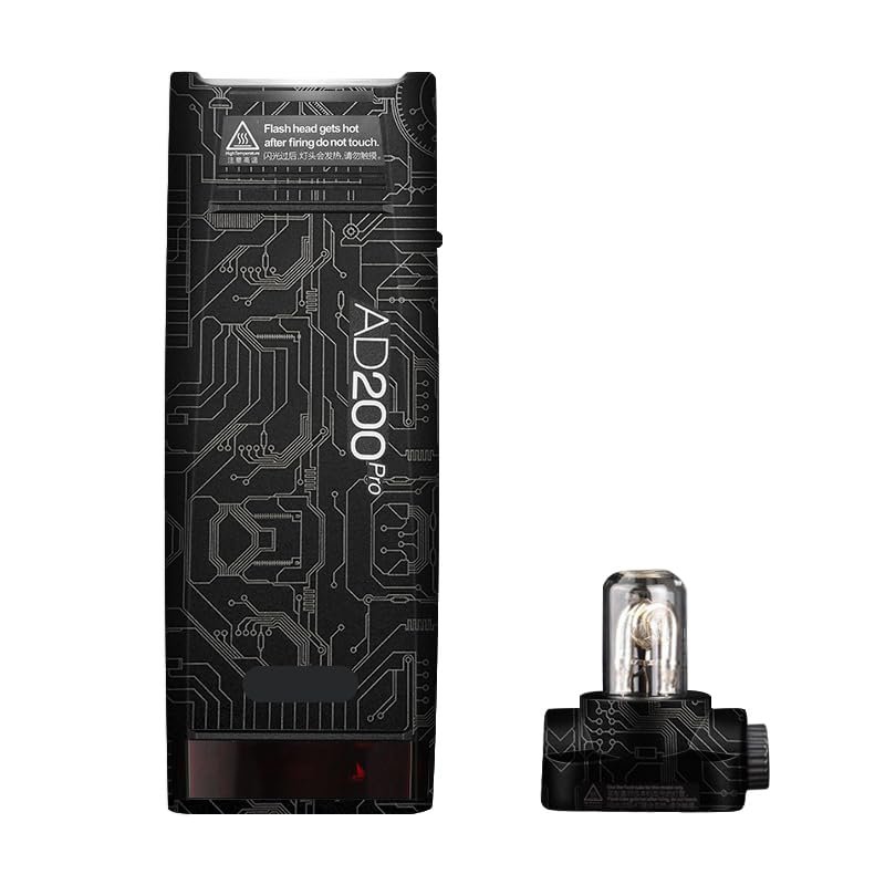Anti-Scratch Skin Camera Pocket Flash Vinly Wrap Protecticve Sticker for Godox AD200 Pro Photography Accessories AD200Pro(Circuit Titanium)