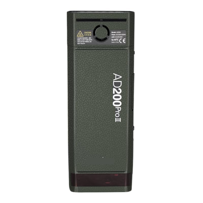 for Godox AD200 Pro II Pocket Camera Flash Strobe Skin Vinyl Wrap Film Protective Sticker Protector Coat Photography Accessories AD200 Pro II(Leather Green)