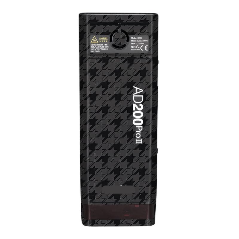 for Godox AD200 Pro II Pocket Camera Flash Strobe Skin Vinyl Wrap Film Protective Sticker Protector Coat Photography Accessories AD200 Pro II(Plover Black)