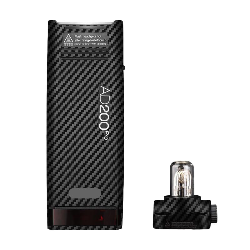 Anti-Scratch Skin Camera Pocket Flash Vinly Wrap Protecticve Sticker for Godox AD200 Pro Photography Accessories AD200Pro(Carbon Fiber Black)