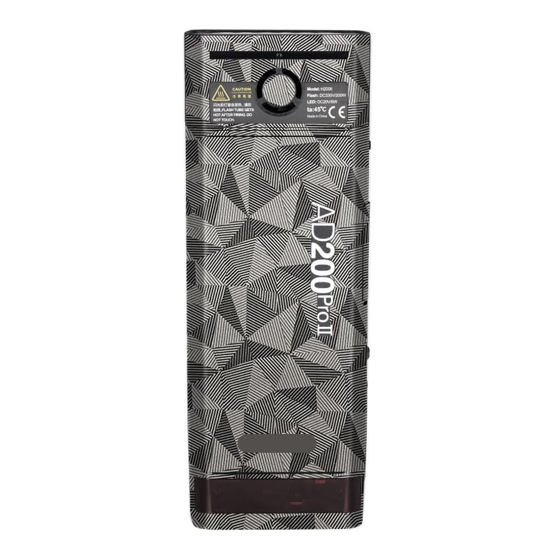 for Godox AD200 Pro II Pocket Camera Flash Strobe Skin Vinyl Wrap Film Protective Sticker Protector Coat Photography Accessories AD200 Pro II(Triangle Titanium)