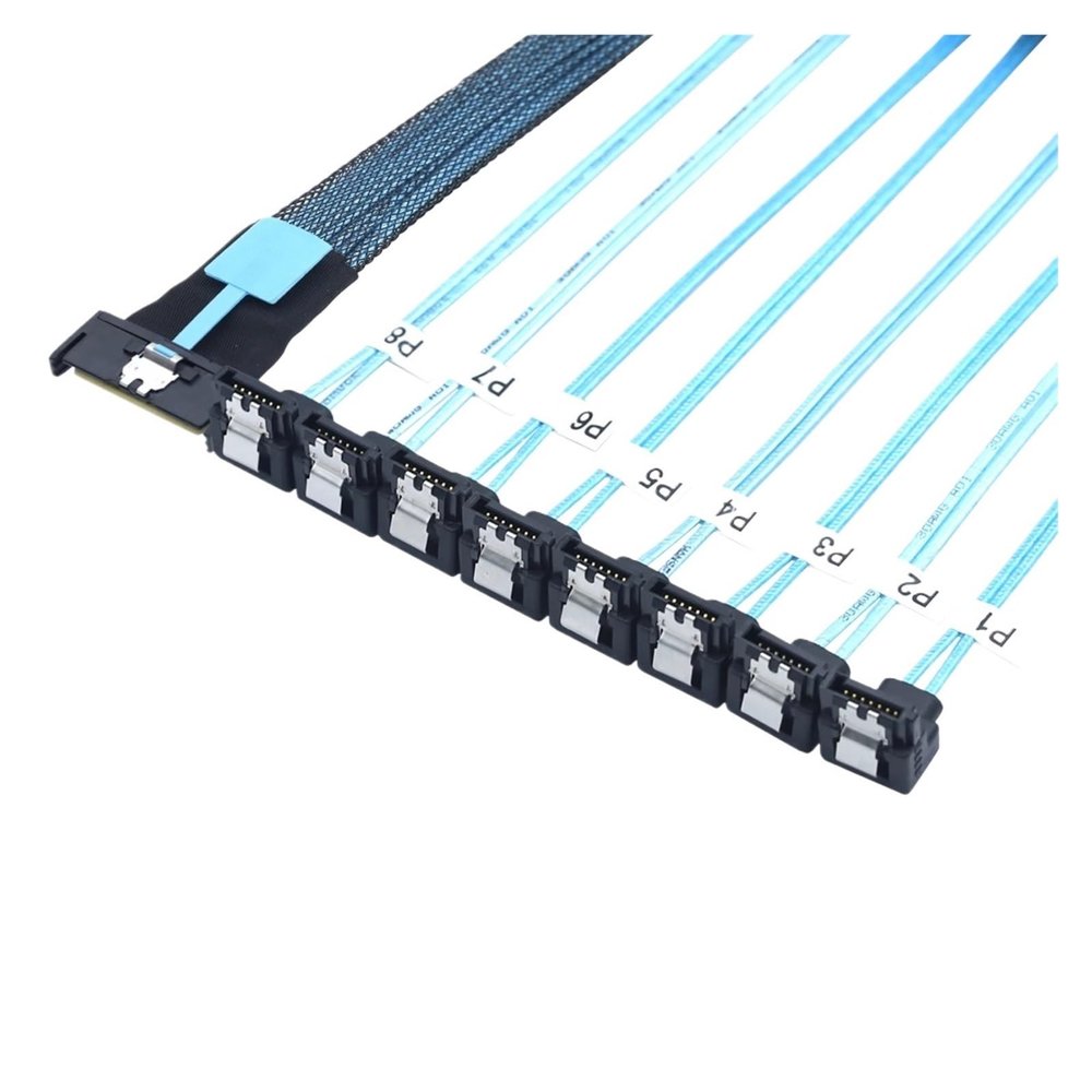 0.5M MCIO 74P 8X 8I S*A*S SFF-8654 8i PCI-E Ultraport Slimline 5.0 to 8X SATA 7P 90 Degree Female Cable