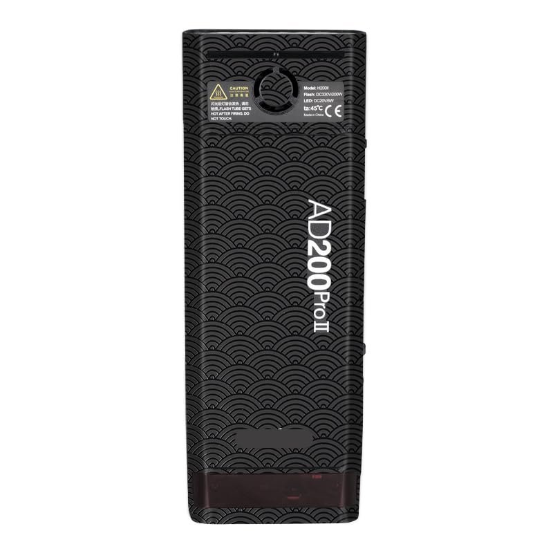 for Godox AD200 Pro II Pocket Camera Flash Strobe Skin Vinyl Wrap Film Protective Sticker Protector Coat Photography Accessories AD200 Pro II(Auspicious Clouds Black)