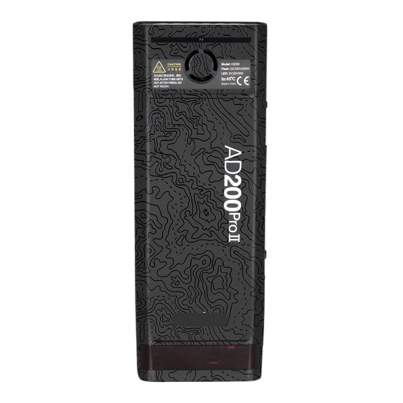 for Godox AD200 Pro II Pocket Camera Flash Strobe Skin Vinyl Wrap Film Protective Sticker Protector Coat Photography Accessories AD200 Pro II(Contour Black)