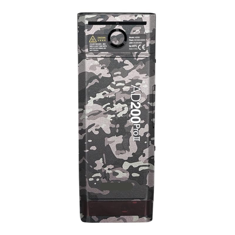 for Godox AD200 Pro II Pocket Camera Flash Strobe Skin Vinyl Wrap Film Protective Sticker Protector Coat Photography Accessories AD200 Pro II(Field Camouflage)