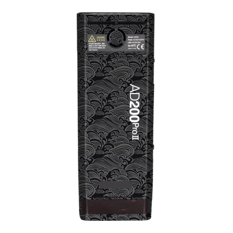 for Godox AD200 Pro II Pocket Camera Flash Strobe Skin Vinyl Wrap Film Protective Sticker Protector Coat Photography Accessories AD200 Pro II(Wave Black)