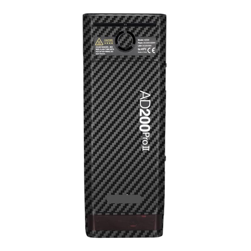 for Godox AD200 Pro II Pocket Camera Flash Strobe Skin Vinyl Wrap Film Protective Sticker Protector Coat Photography Accessories AD200 Pro II(Carbon Fiber Black)