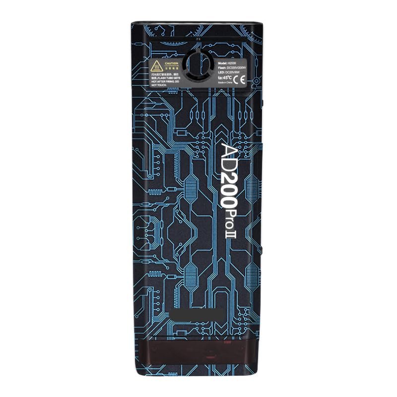 for Godox AD200 Pro II Pocket Camera Flash Strobe Skin Vinyl Wrap Film Protective Sticker Protector Coat Photography Accessories AD200 Pro II(Circuit Blue)