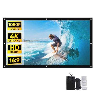 16:9 4K HD Foldable Portable Outdoor Projector Screen, Anti-Crease Movie Projection Screens, Simple Hangable HD Projection White Screen for School Home Theatre Cinema Office(120 in)