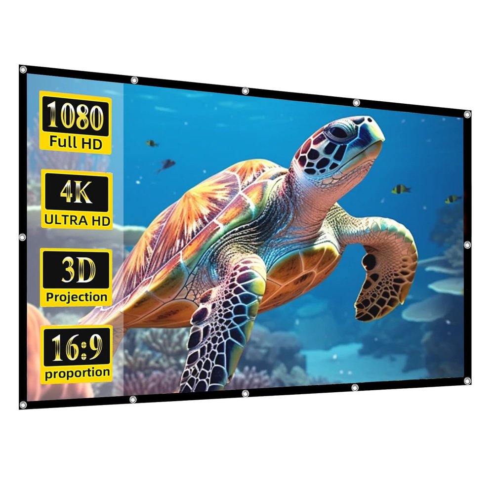 60-300 Inch Wind Resistance Outdoor Projector Screen, 16:9 HD 4K Wrinkle-Free Portable Foldable Thicken Projection Movie Screen for Home Cinema, Garden Party(180in)