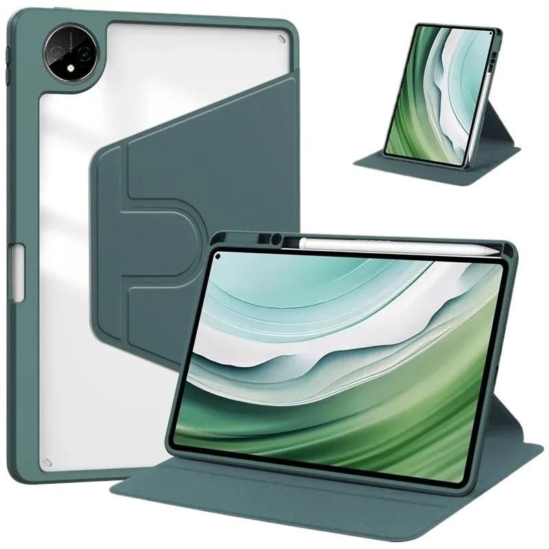 SOENS 360 Rotation Stand Case Suitable for Huawei MatePad Pro 13.2inch 2023/2025 Shockproof Hard Clear Back with Pen Holder Cover(Dark Green,MatePad Pro 13.2 2023)