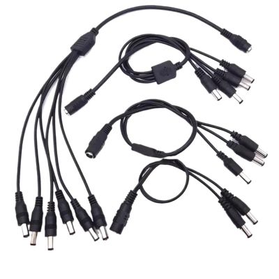 5.5 * 2.1mm 1 Female to 2 3 4 5 6 8 Male DC Power Adapter Connector Wire DC Power Splitter Cable for CCTV Camera LED Strip Lights(1 Female to 8 Male)