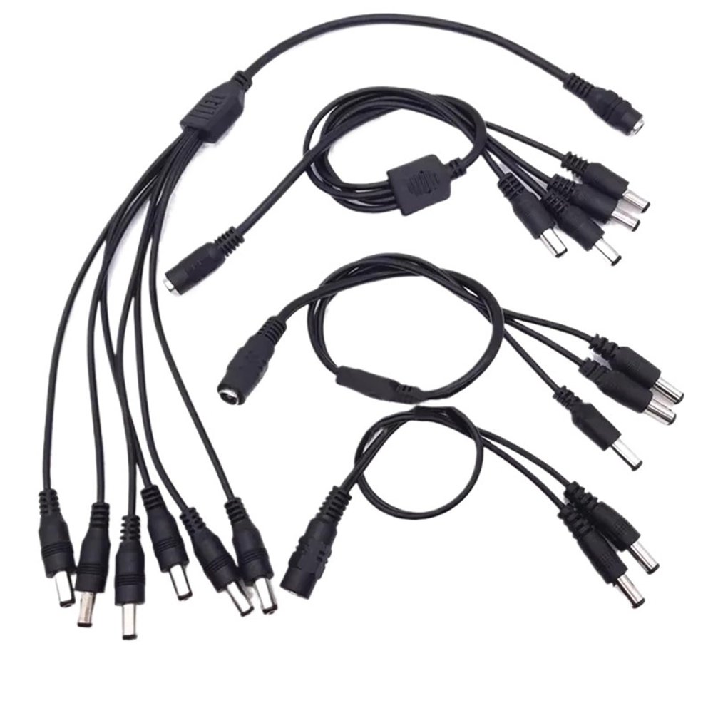 5.5 * 2.1mm 1 Female to 2 3 4 5 6 8 Male DC Power Adapter Connector Wire DC Power Splitter Cable for CCTV Camera LED Strip Lights(1 Female to 8 Male)