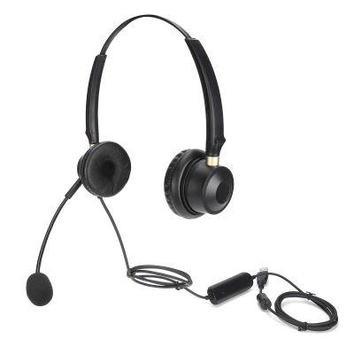 Enlybee Binaural Telephone Headset with Microphone, 330 Rotatable Arm, and Clear Audio for Office, Skype, and Conference Calls