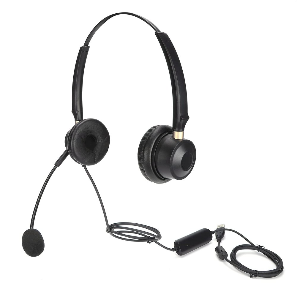 Enlybee Binaural Telephone Headset with Microphone, 330 Rotatable Arm, and Clear Audio for Office, Skype, and Conference Calls