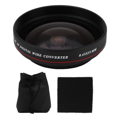 Pilipane Zomei Ultra Slim 55mm 0.45X Wide Angle Lens Filter Optical Glass Distortion High Definition for Nikon DSLR Cameras Camcorders Aluminum Alloy Black 55mm