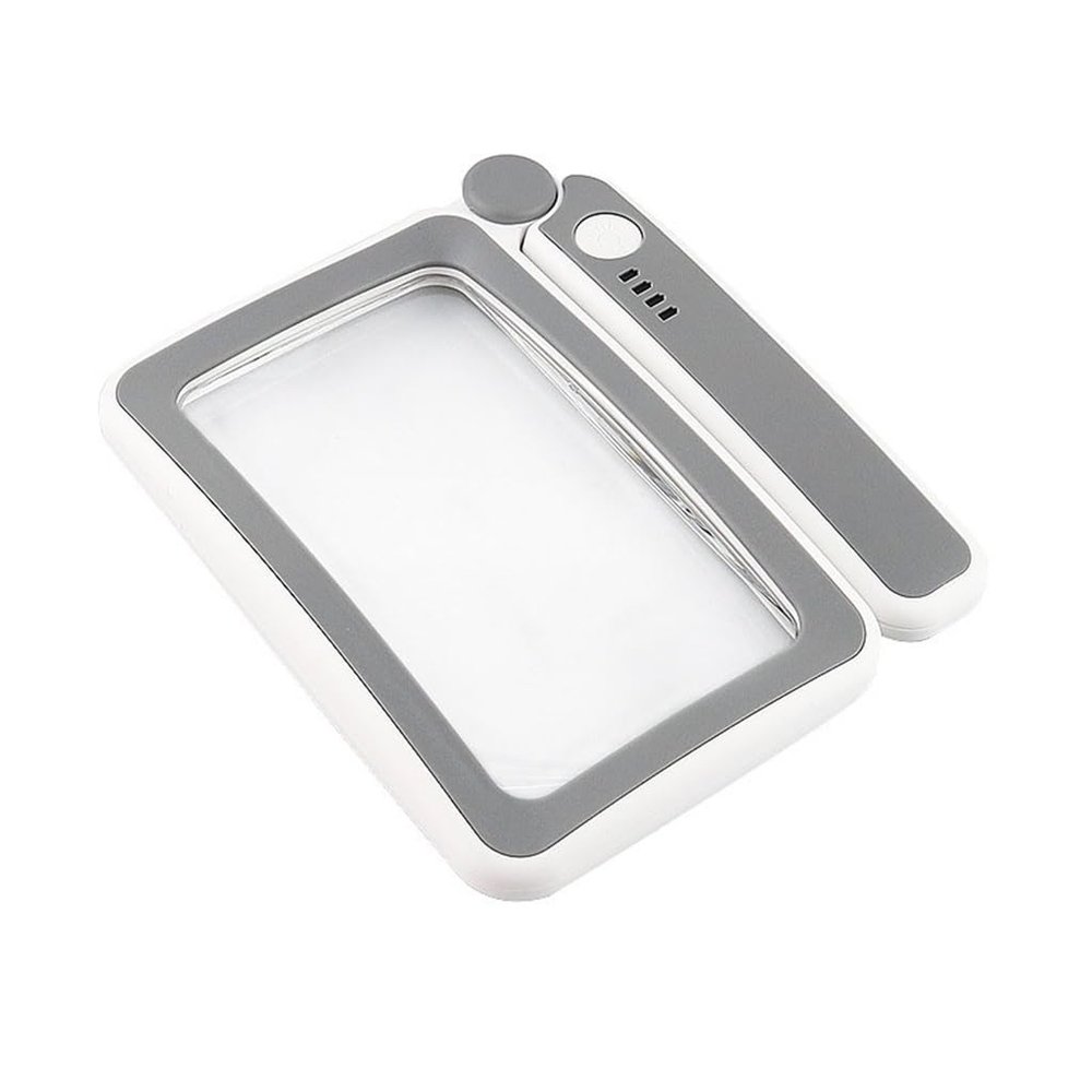 MVUYO Portable Handheld Square Magnifying Glass Touch Switch Folding Magnifying Glass