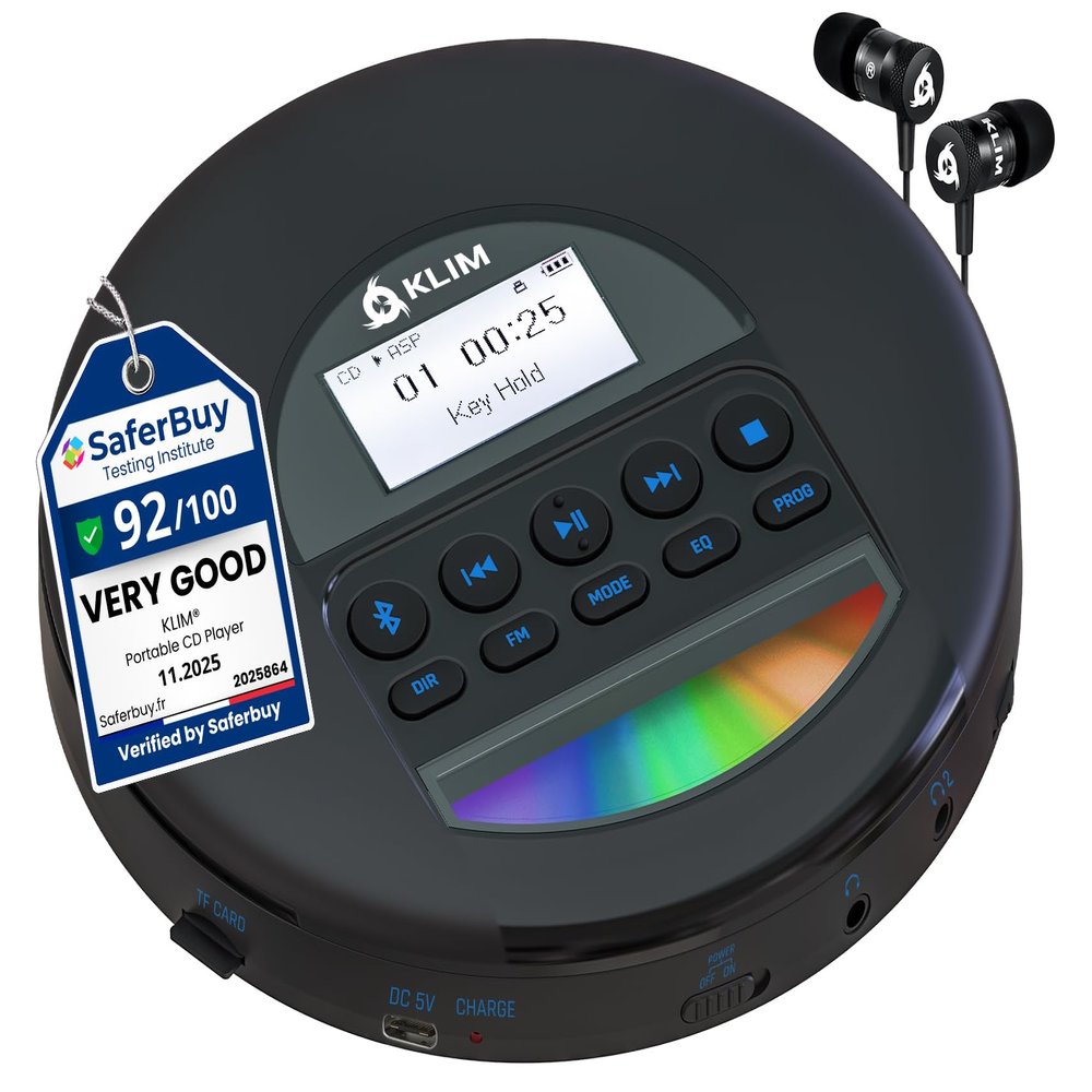 Nomad Portable CD Player, Discman with Headphones, FM Radio Bluetooth