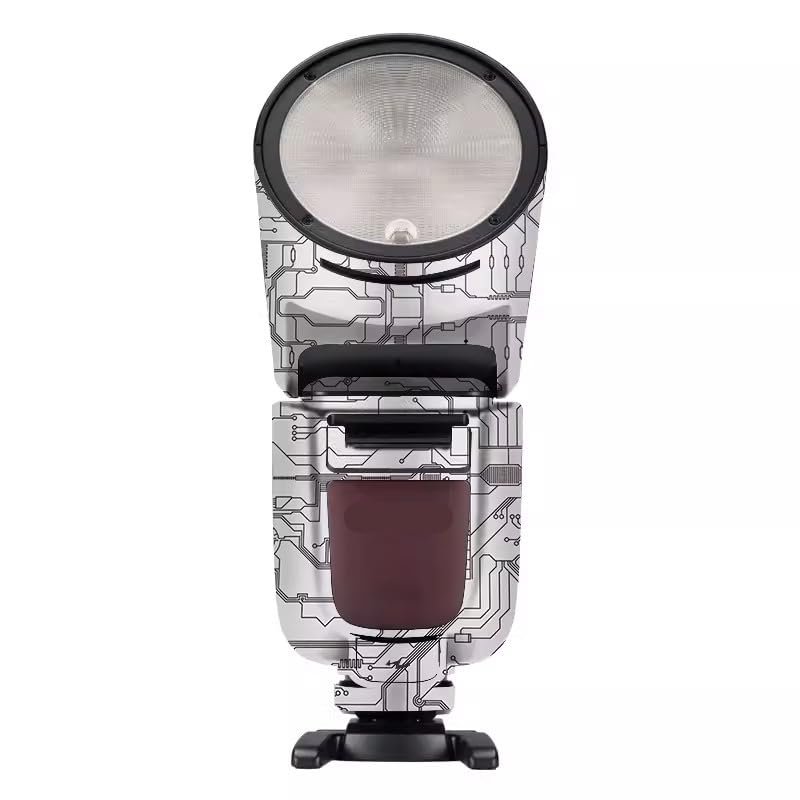 Anti-Scratch Camera Flash Skin Flash Sticker for Godox V1 Pro Flash Strobe Protective Vinyl Wrap Film Body Protector Coat Decal V1 Pro(Circuit White)