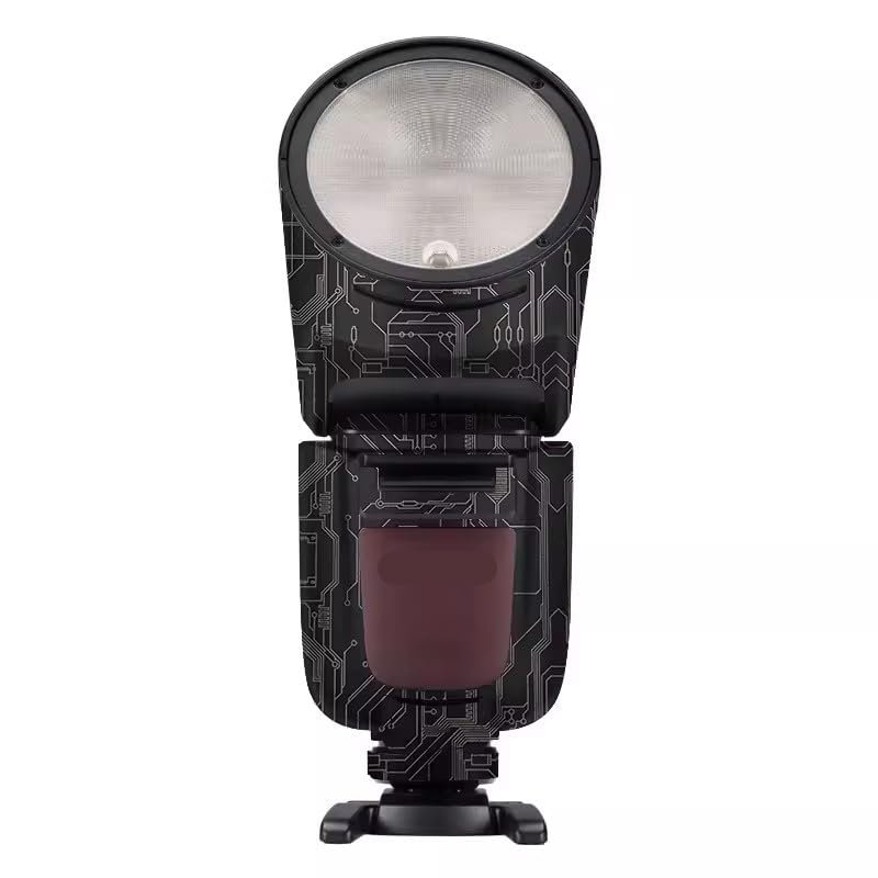 Anti-Scratch Camera Flash Skin Flash Sticker for Godox V1 Pro Flash Strobe Protective Vinyl Wrap Film Body Protector Coat Decal V1 Pro(Circuit Titanium)