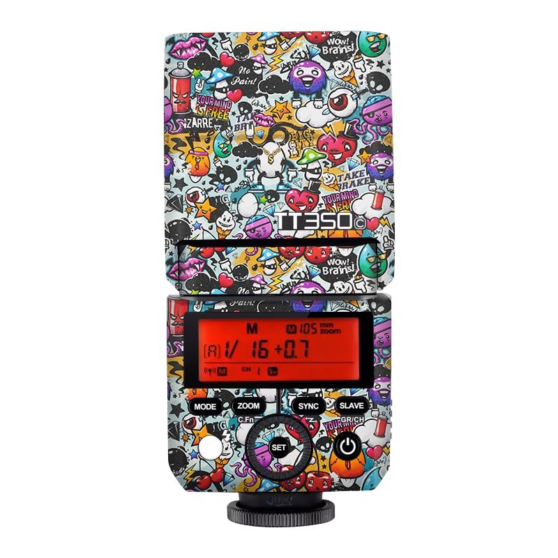 Anti-Scratch Vinyl Film Protective Coat Pocket Camera Flash Sticker Wrap Protective Film Body Protector Decal Skin for Godox TT350 Flash TT 350(Graffiti White)