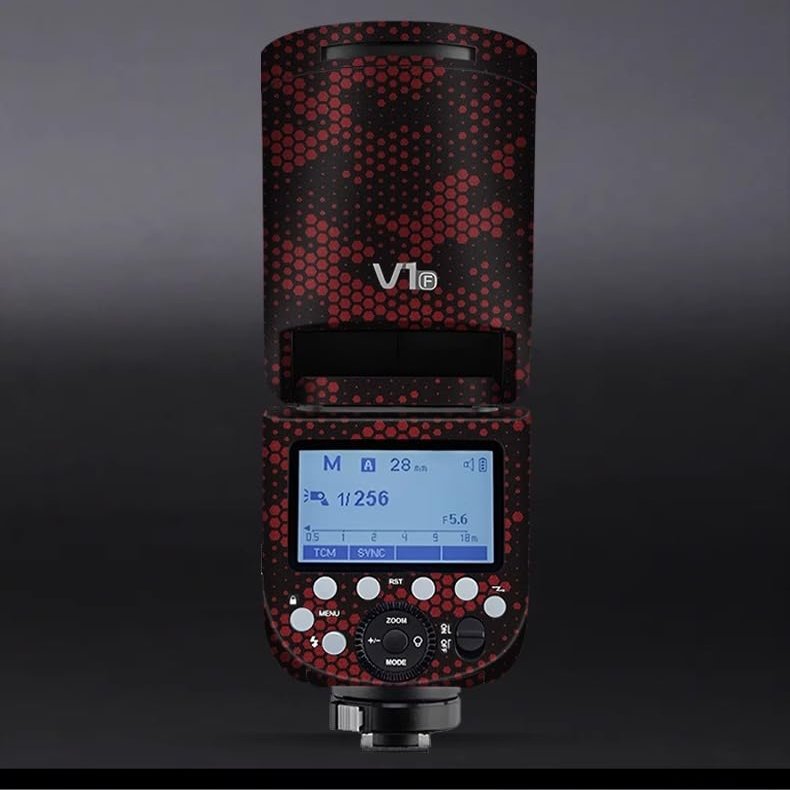 Anti-Scratch Camera Flash Sticker for Godox V1 Flash Coat Wrap Protective Film Body Protector Coat Skin Cover V1(Mamba Red)