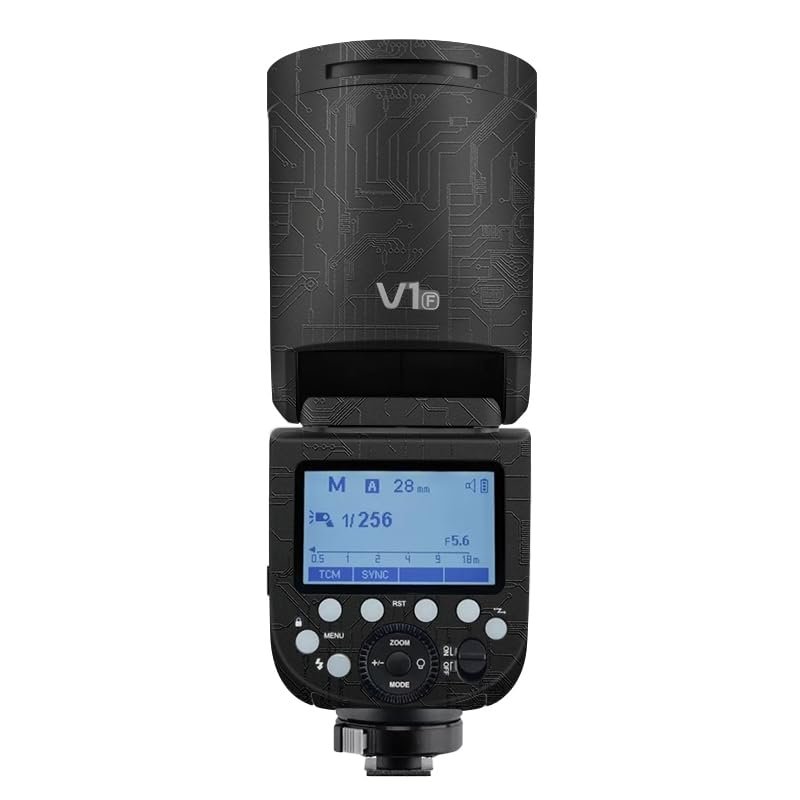 Anti-Scratch Camera Flash Sticker for Godox V1 Flash Coat Wrap Protective Film Body Protector Coat Skin Cover V1(Circuit Black)