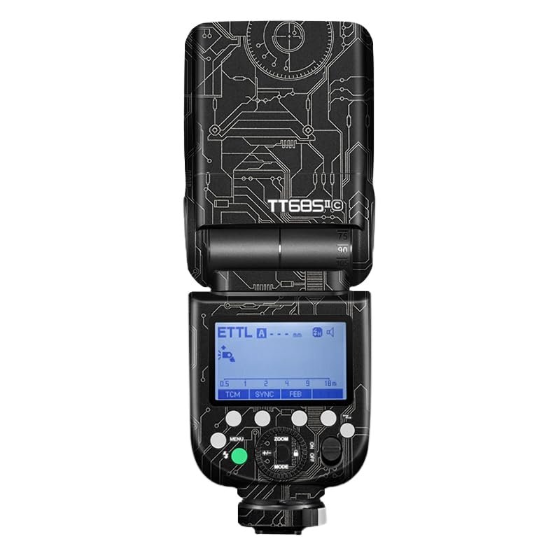 Anti-Scratch Camera Flash Skin Sticker for Godox TT685 II Flash Coat Vinly Protective Film Body Protector Decals Cover TT685II(Circuit Titanium)