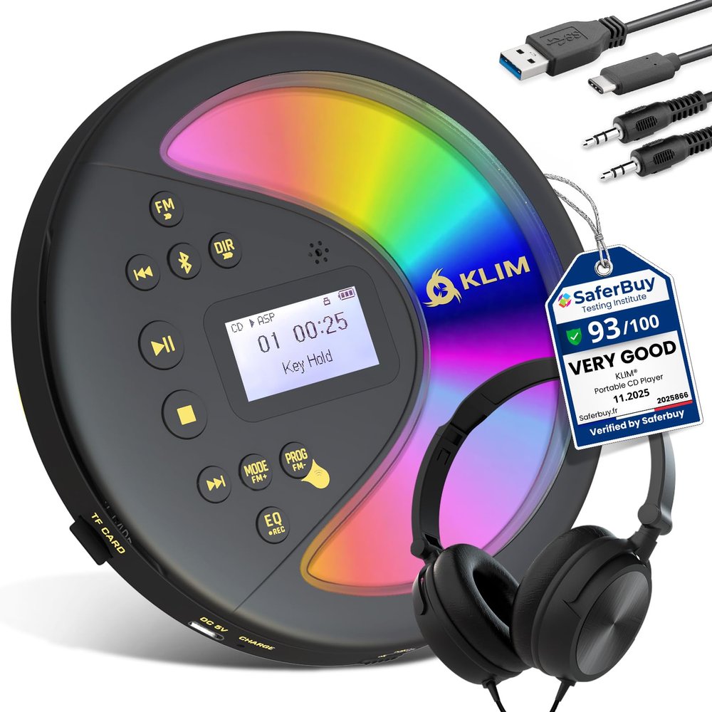 Discover Portable CD Player with Headphones, Radio FM, MP3 and Bluetooth
