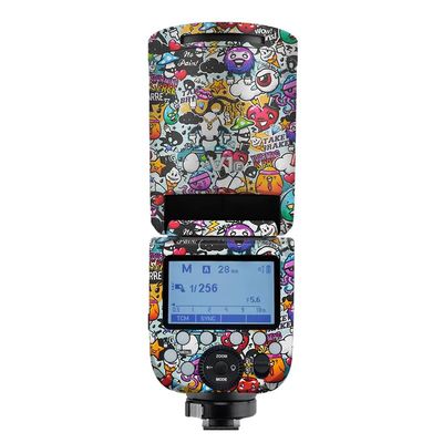 Anti-Scratch Camera Flash Sticker for Godox V1 Flash Coat Wrap Protective Film Body Protector Coat Skin Cover V1(Graffiti White)
