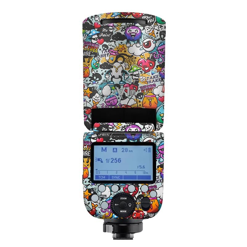 Anti-Scratch Camera Flash Sticker for Godox V1 Flash Coat Wrap Protective Film Body Protector Coat Skin Cover V1(Graffiti White)